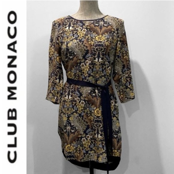 Club Monaco Floral Silk Shift Dress Size 4 - Picture 1 of 12